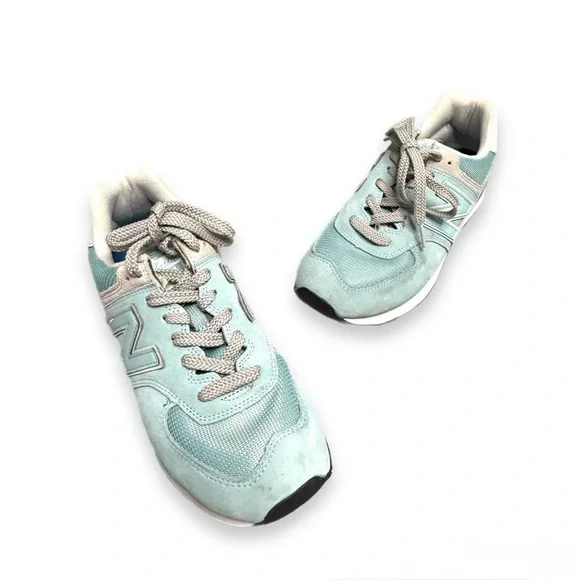 New Balance 574 Classic Sneakers - Teal Mint Green & Grey - Size 9.5 - Picture 2 of 6